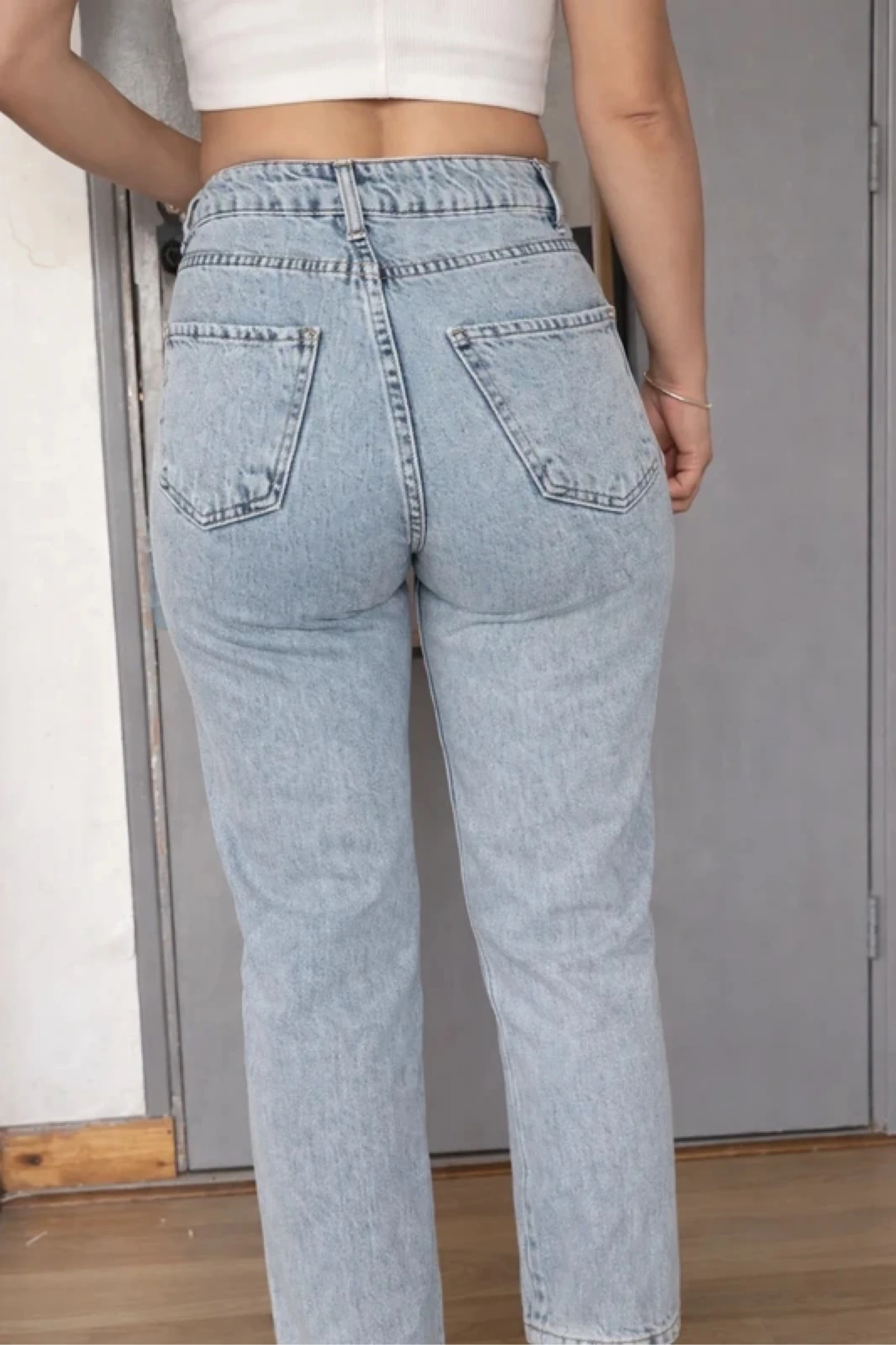 Light high-waisted mom jeans – XXS – 100% cotton – photo 3